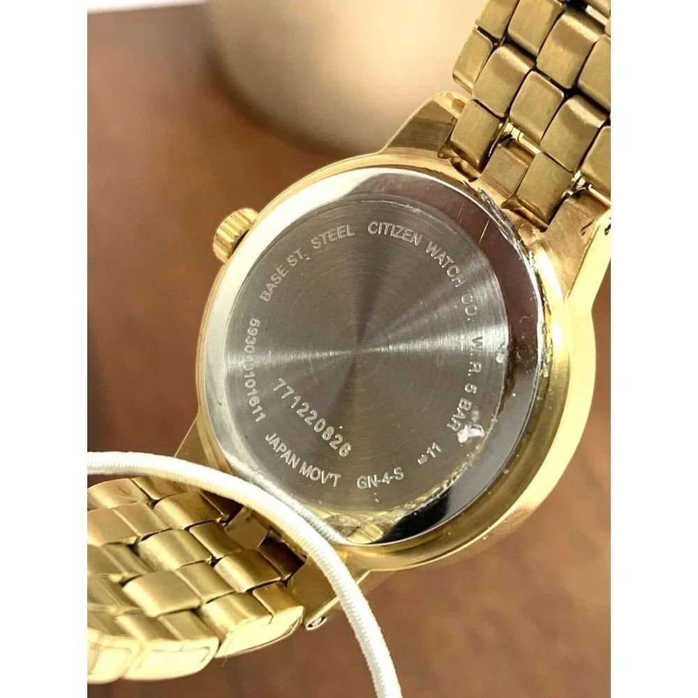 Citizen Women's Watch EJ6102-64D Quartz Gold Tone 23mm Swarovski & Bracelet Set